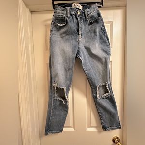 Straight leg “mom jeans”